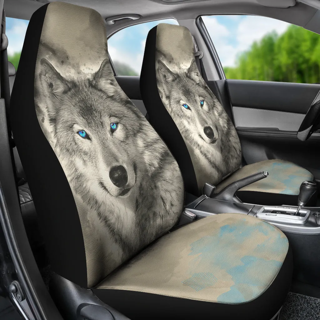 Blue Eye Wolf Car Seat Covers