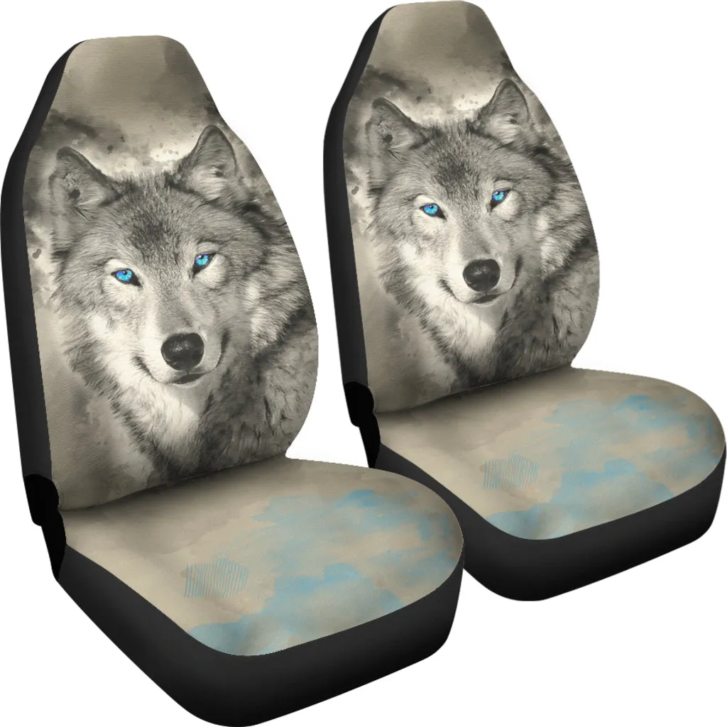Blue Eye Wolf Car Seat Covers