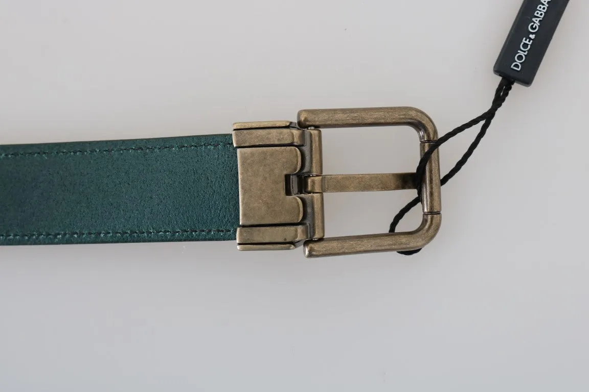 Blue Leather Gold Buckle Belt