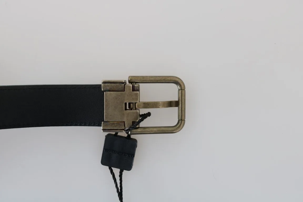 Blue Leather Gold Buckle Belt