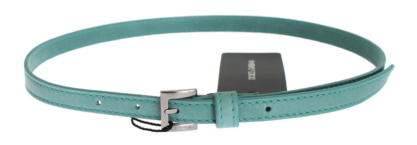 Blue Leather Silver Buckle Belt