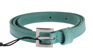 Blue Leather Silver Buckle Belt