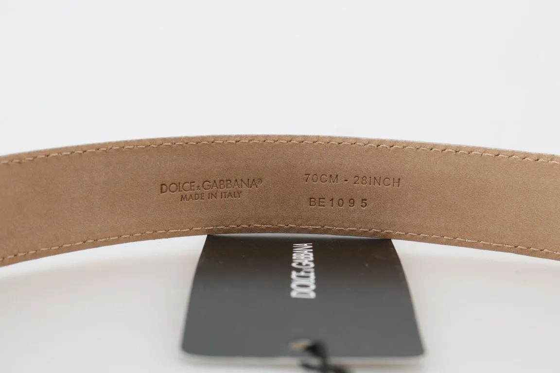 Blue Majolica Leather Gold Buckle Belt
