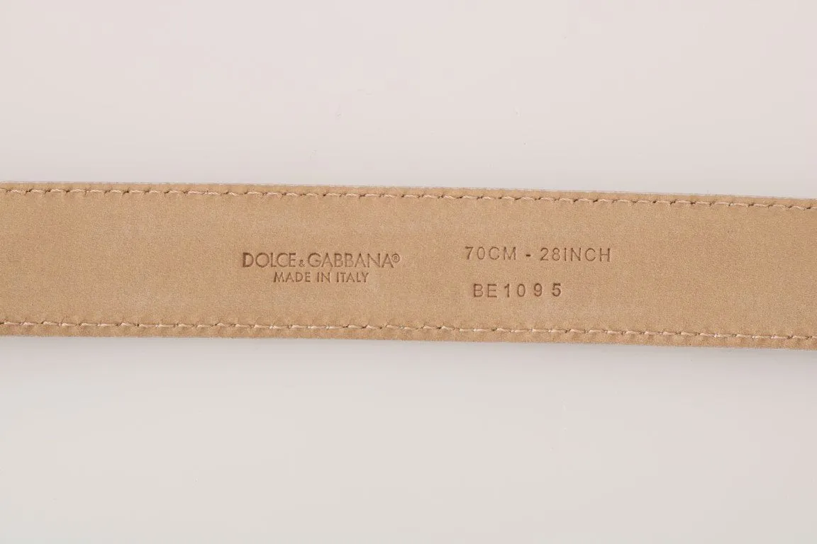 Blue Majolica Leather Gold Buckle Belt