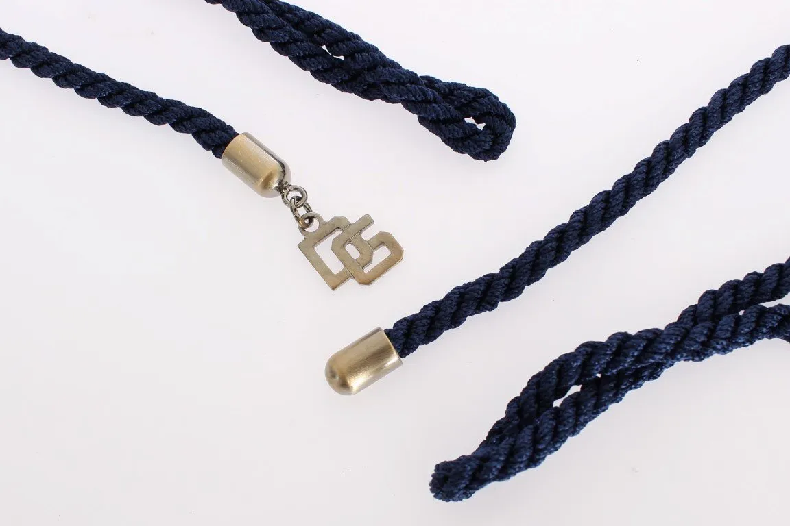 Blue Rope Gold Brass Leaf Crystal Belt