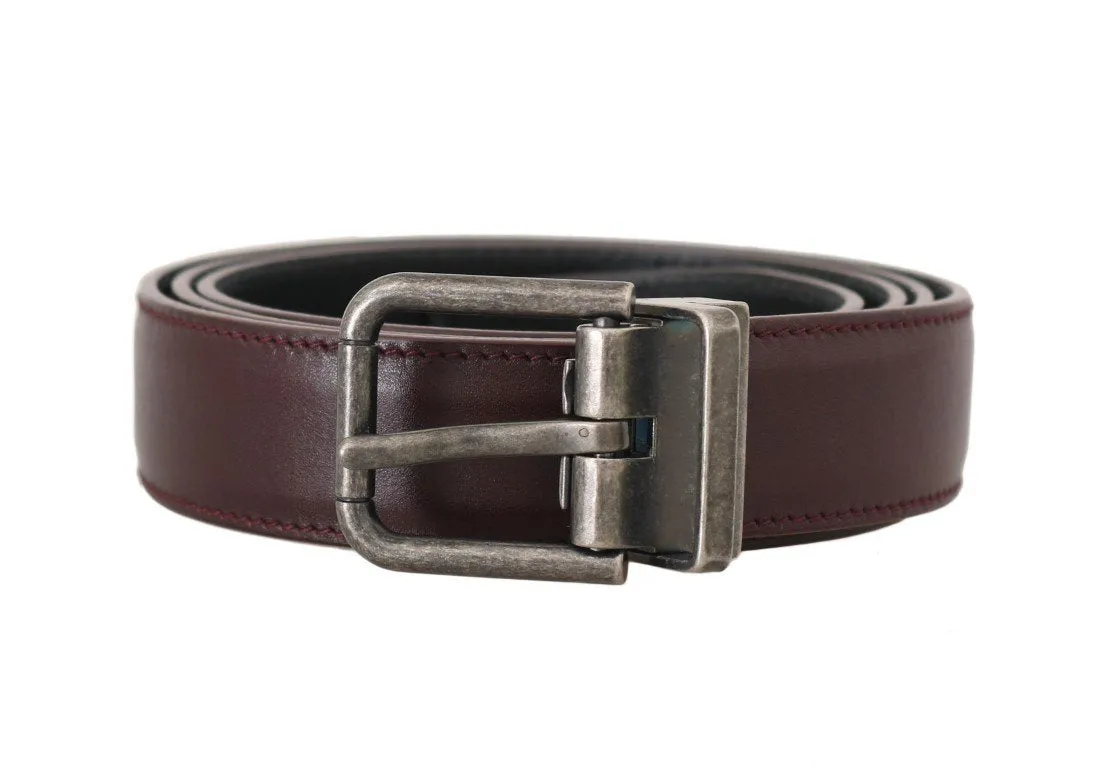 Bordeaux Leather Brushed Buckle Mens Belt
