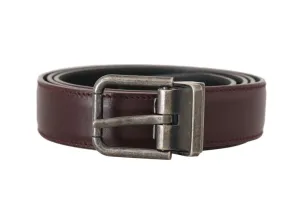 Bordeaux Leather Brushed Buckle Mens Belt