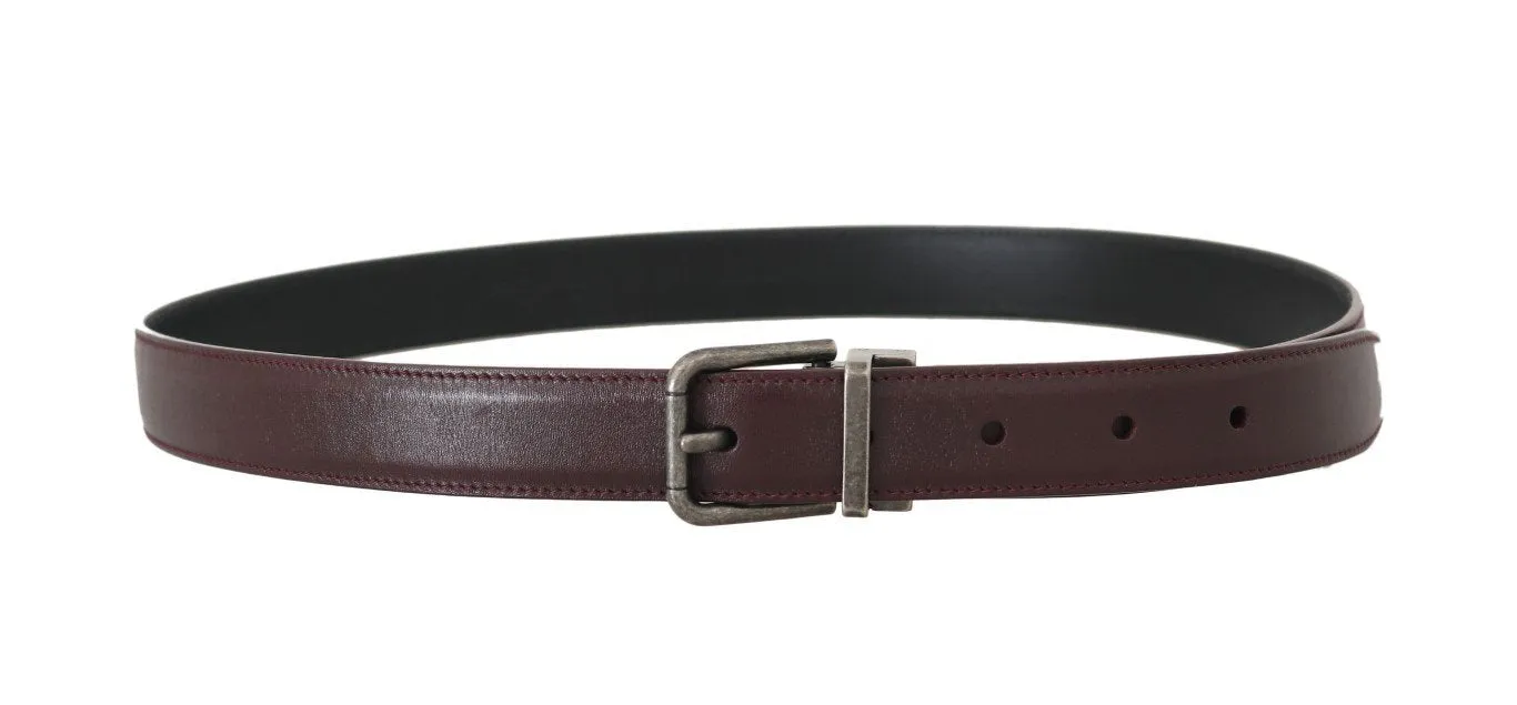 Bordeaux Leather Brushed Buckle Mens Belt