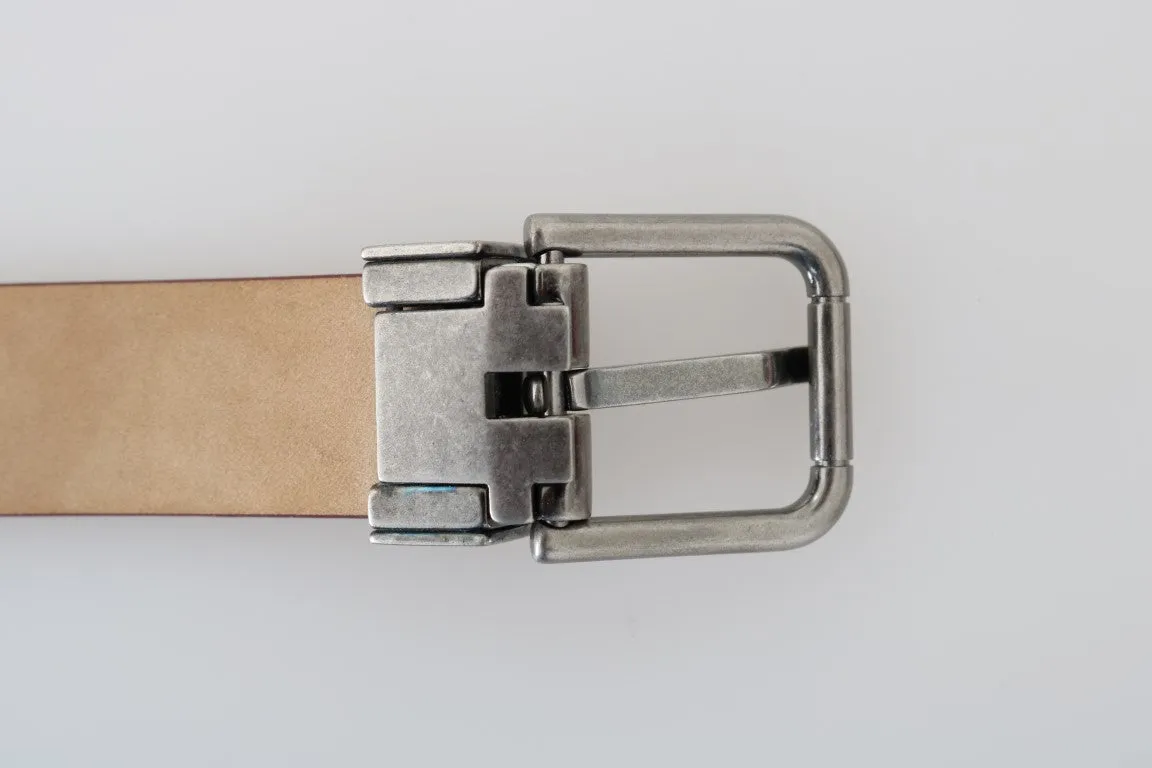 Bordeaux Leather Gray Buckle Belt