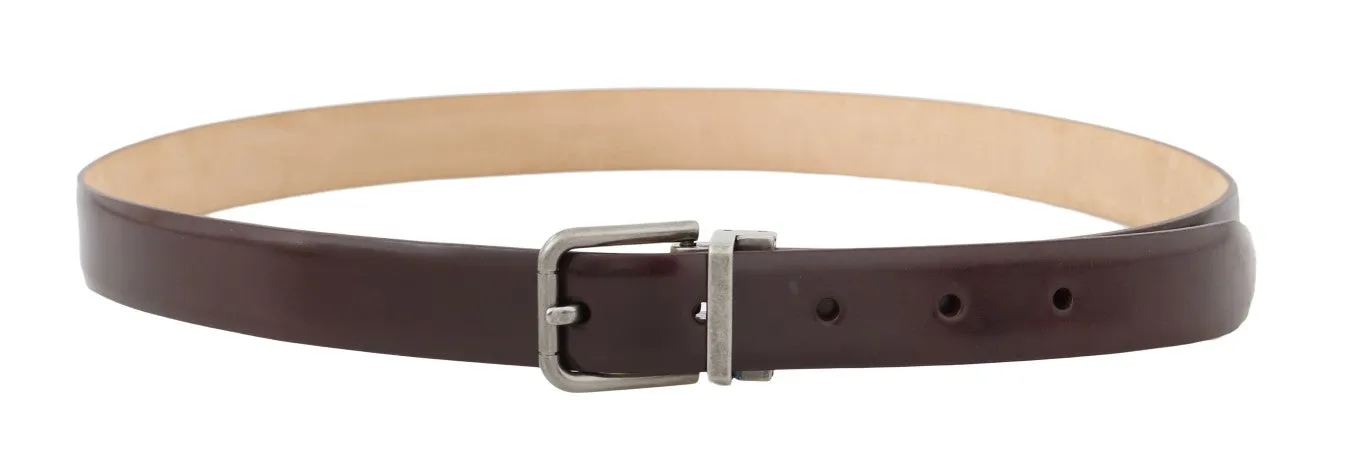 Bordeaux Leather Gray Buckle Belt