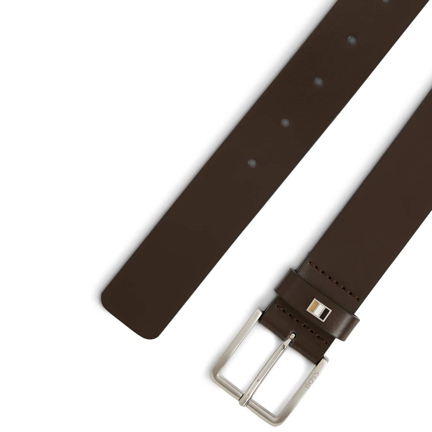 BOSS THER-FLAG SIGNATURE-STRIPE ITALIAN LEATHER BELT