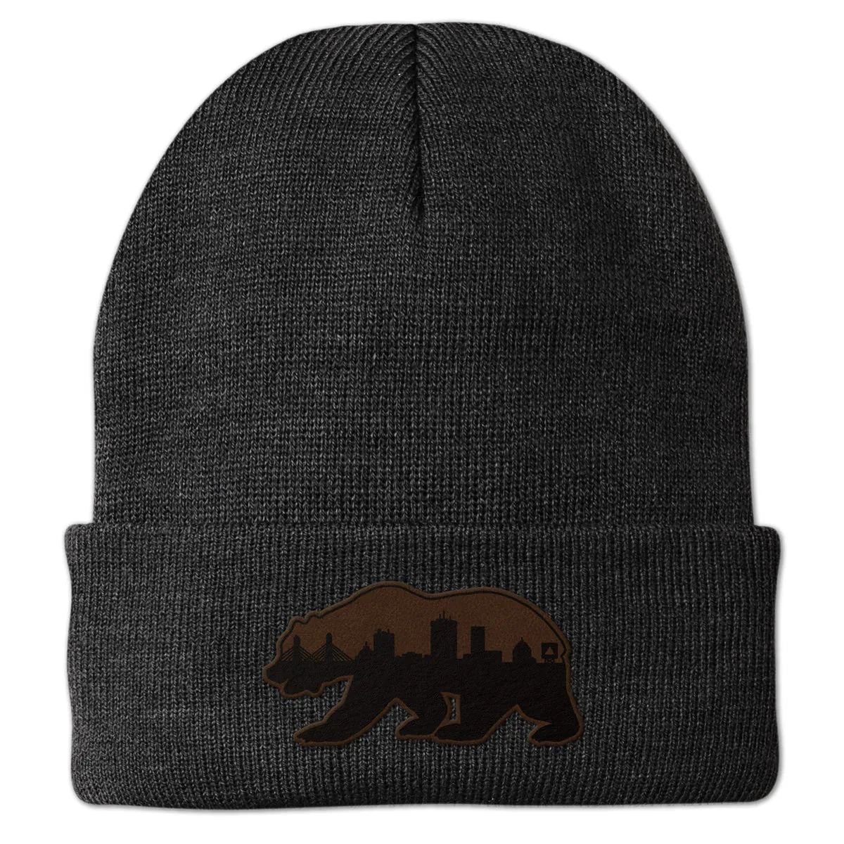 Boston Bear Skyline Leather Patch Cuff Knit