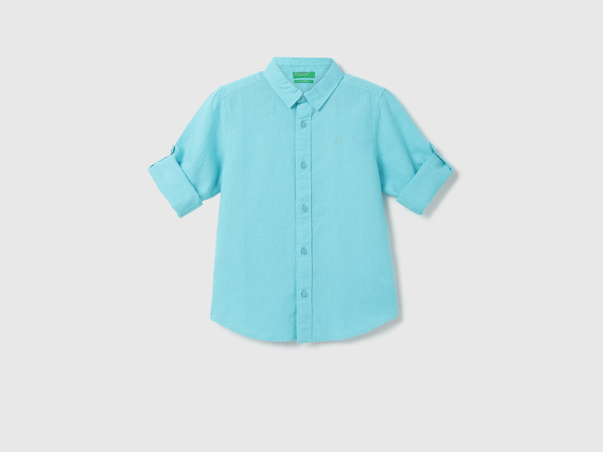 Boys Solid Spread Collar Shirt