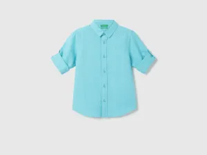 Boys Solid Spread Collar Shirt
