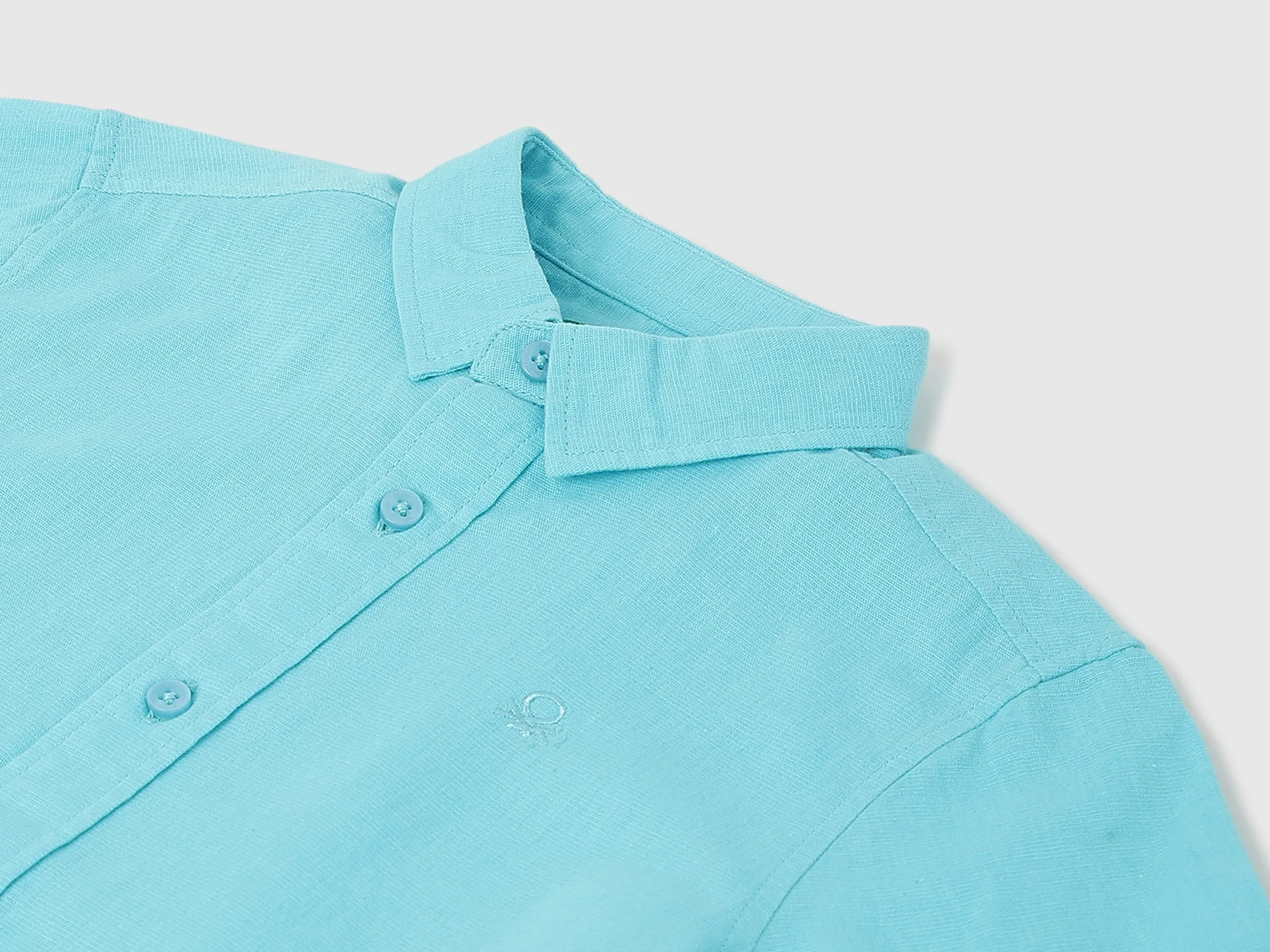 Boys Solid Spread Collar Shirt