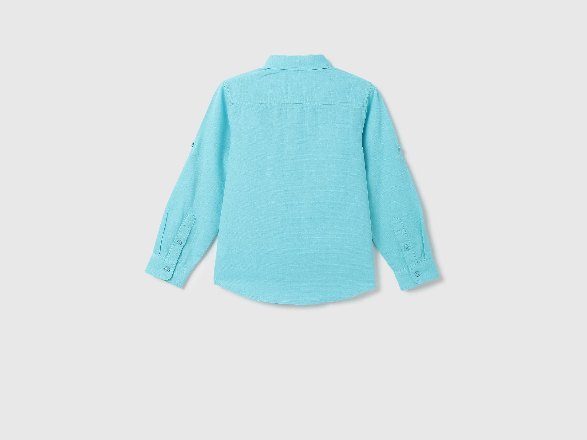 Boys Solid Spread Collar Shirt