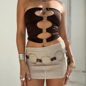 Brown croc leather belt