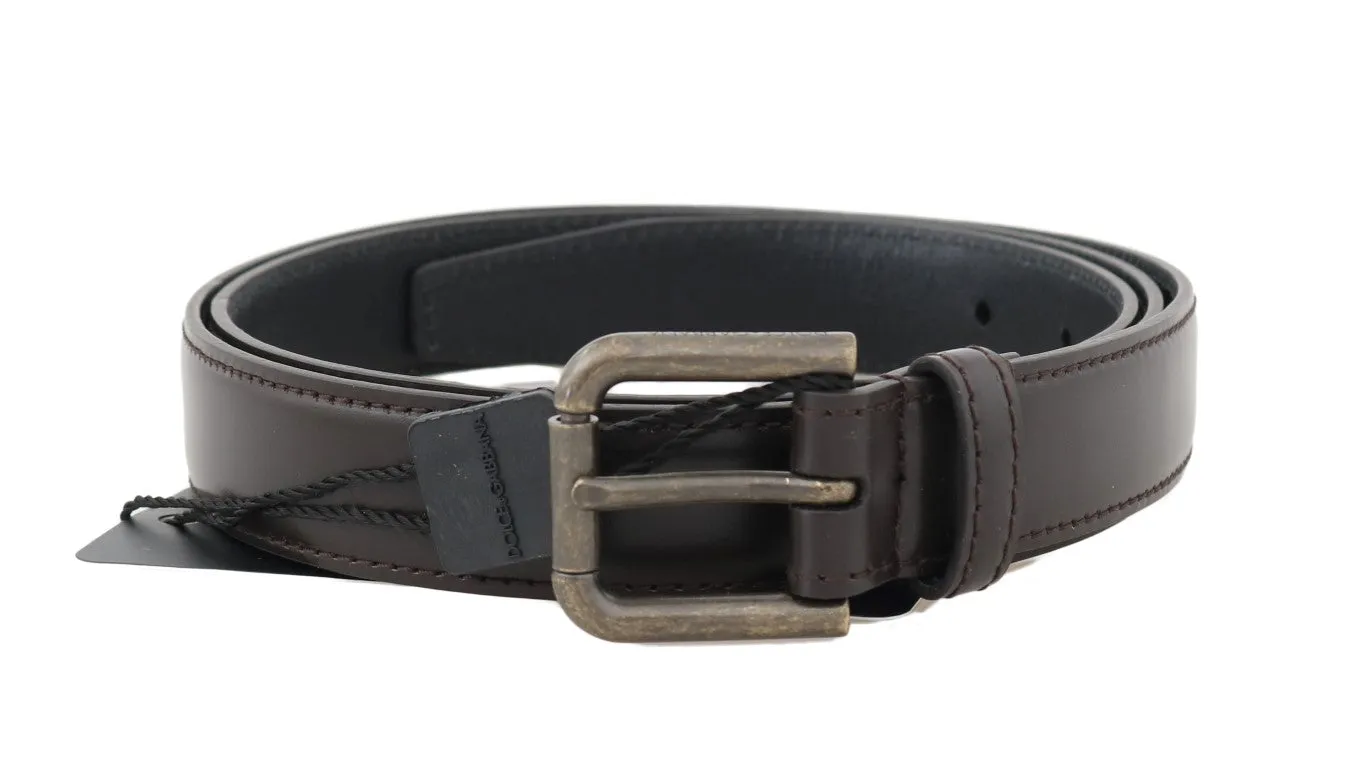 Brown Leather Gold Brushed Buckle Belt