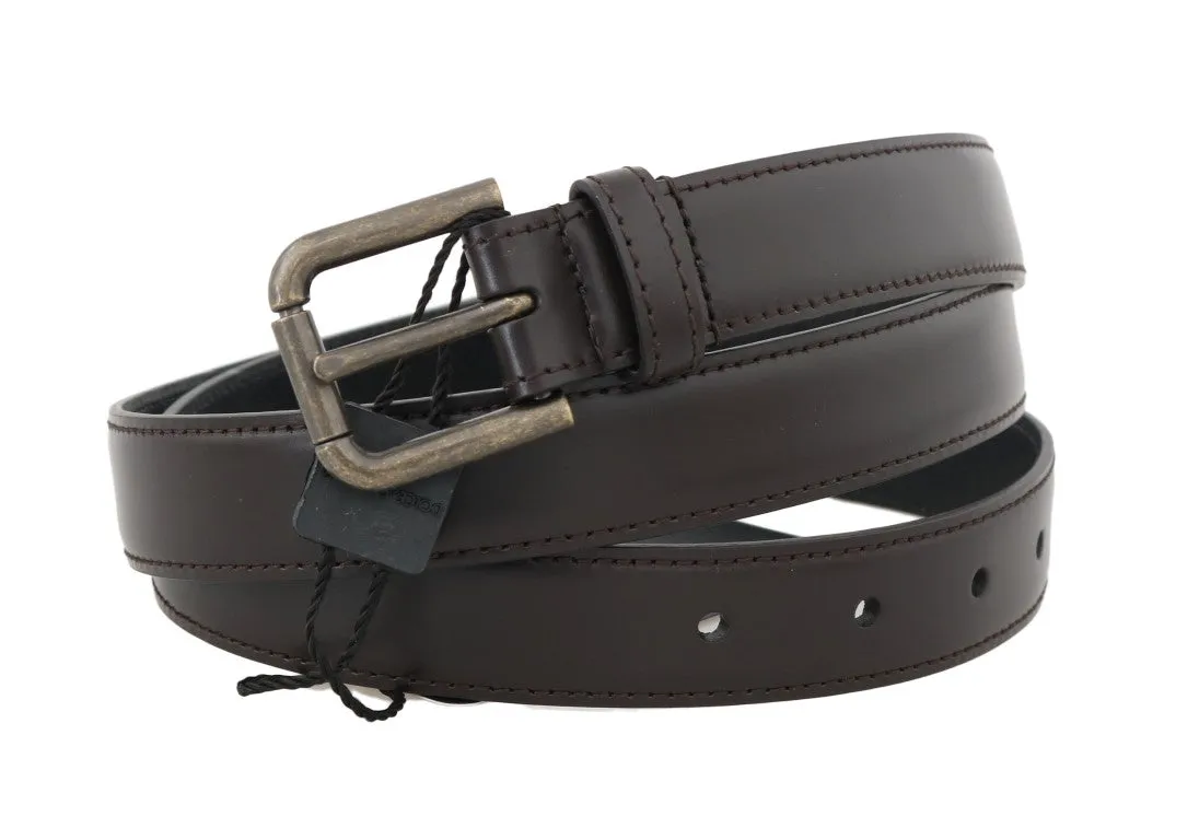 Brown Leather Gold Brushed Buckle Belt