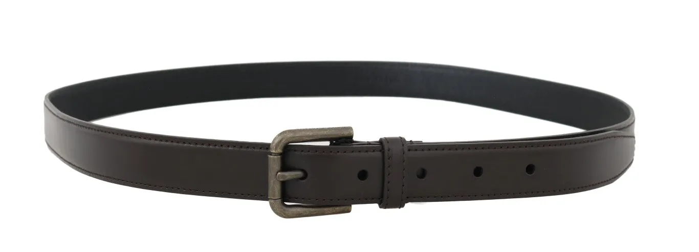 Brown Leather Gold Brushed Buckle Belt
