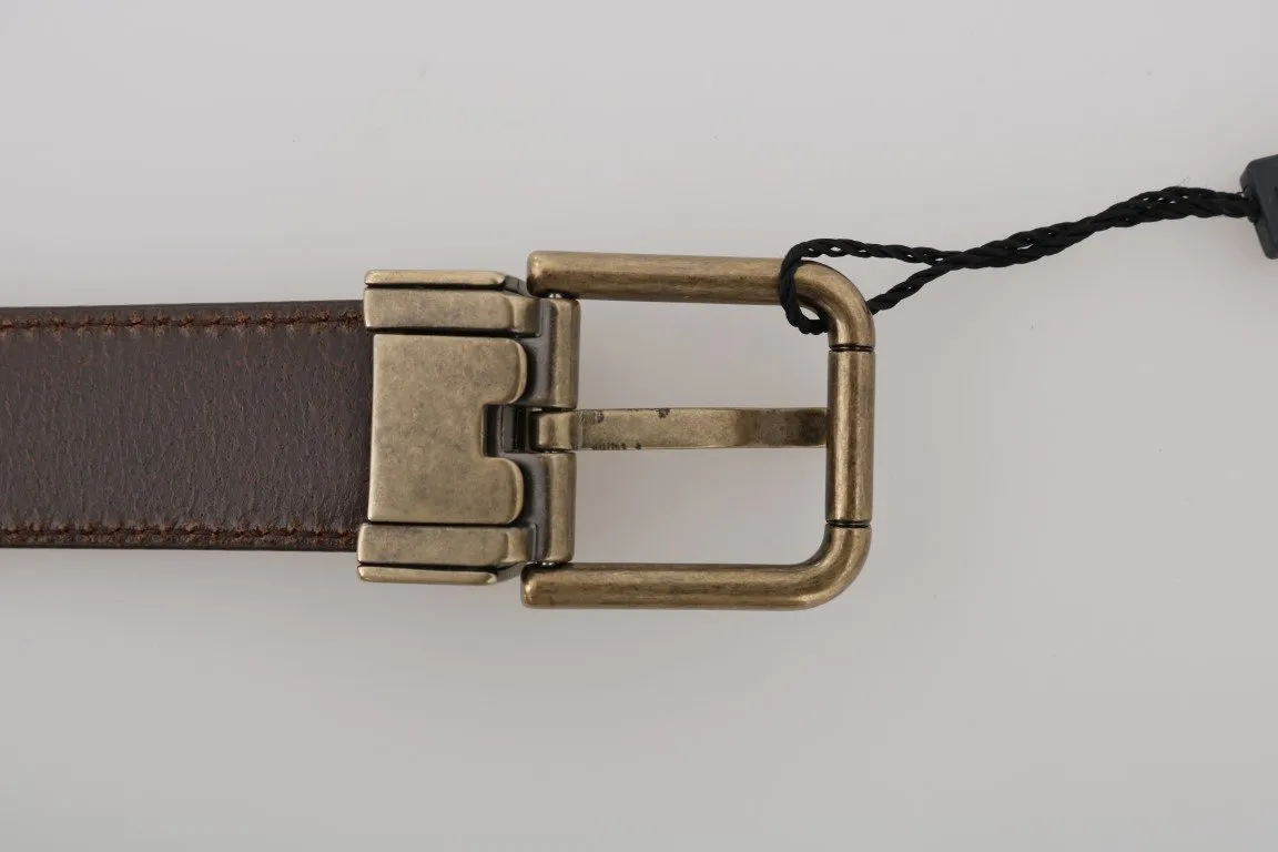 Brown Leather Gold Brushed Buckle Belt