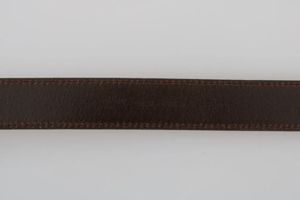 Brown Leather Gold Brushed Buckle Belt