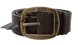 Brown Leather Gold Buckle Belt