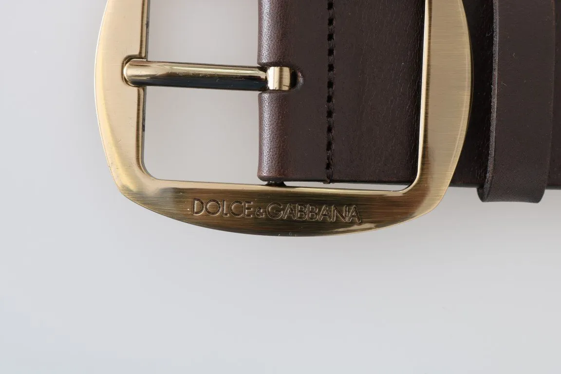 Brown Leather Gold Buckle Belt