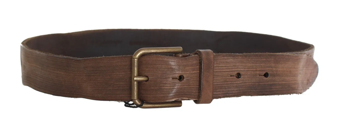 Brown Leather Gold Buckle Belt