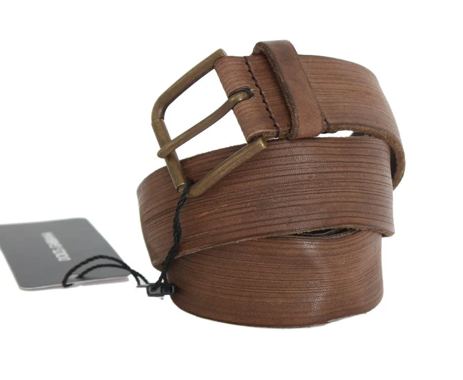 Brown Leather Gold Buckle Belt