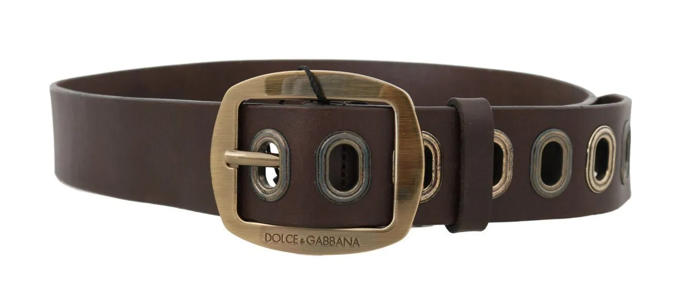 Brown Leather Gold Buckle Belt