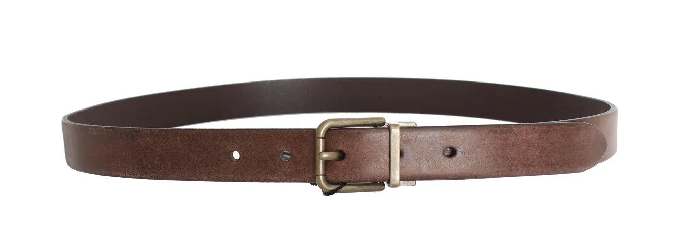 Brown Leather Gold Buckle Belt