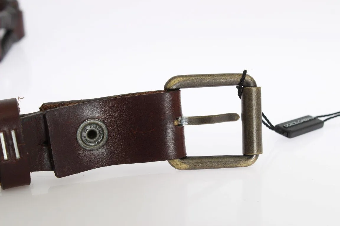 Brown Leather Gold Buckle Belt