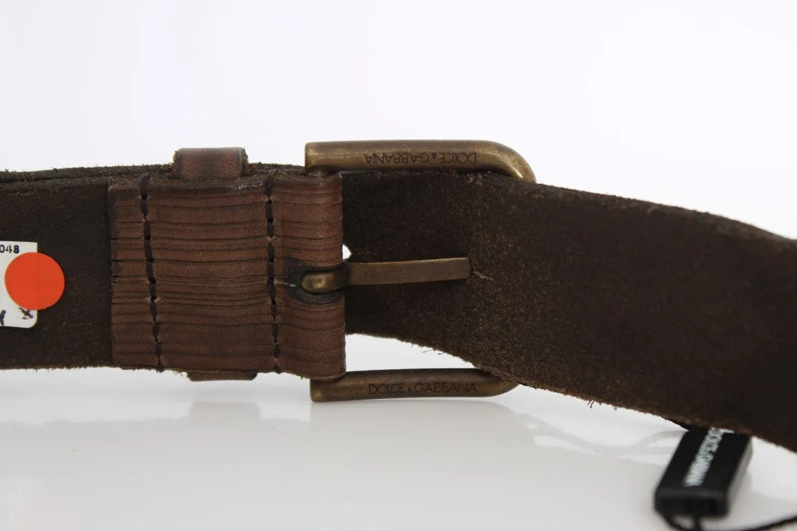 Brown Leather Gold Buckle Belt