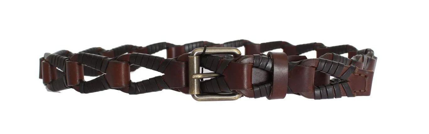 Brown Leather Gold Buckle Belt
