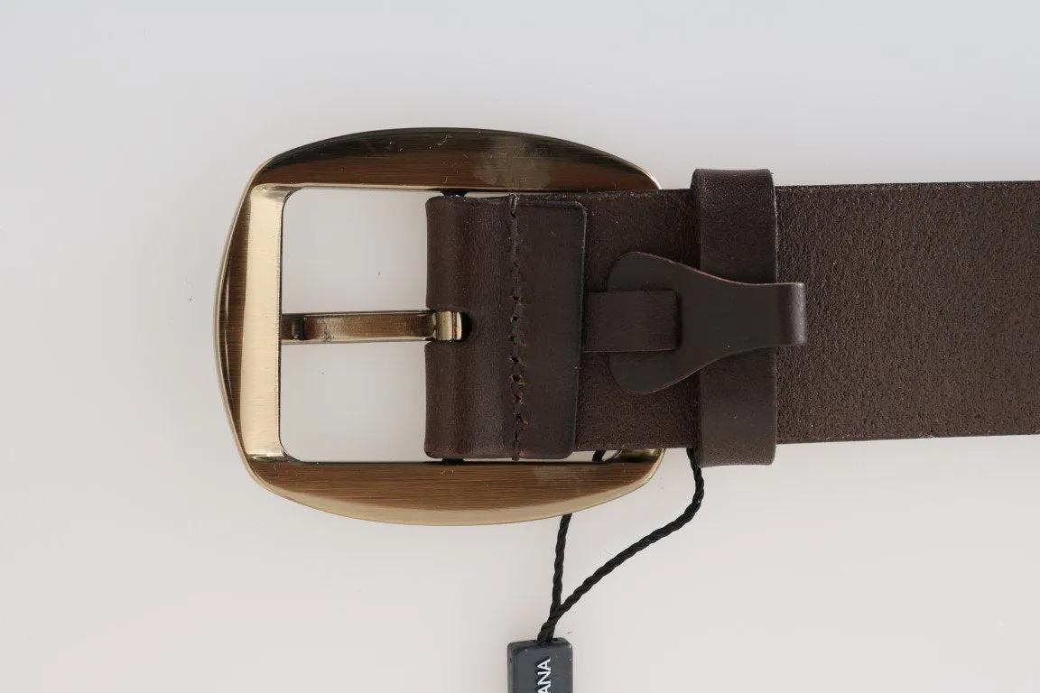 Brown Leather Gold Buckle Belt