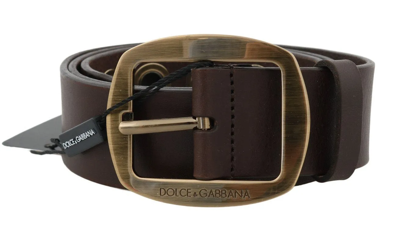 Brown Leather Gold Buckle Belt