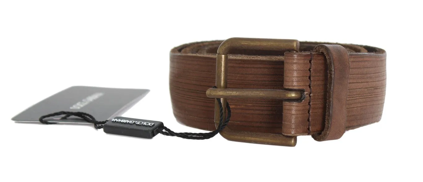 Brown Leather Gold Buckle Belt