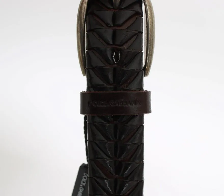 Brown Leather Gold Buckle Belt