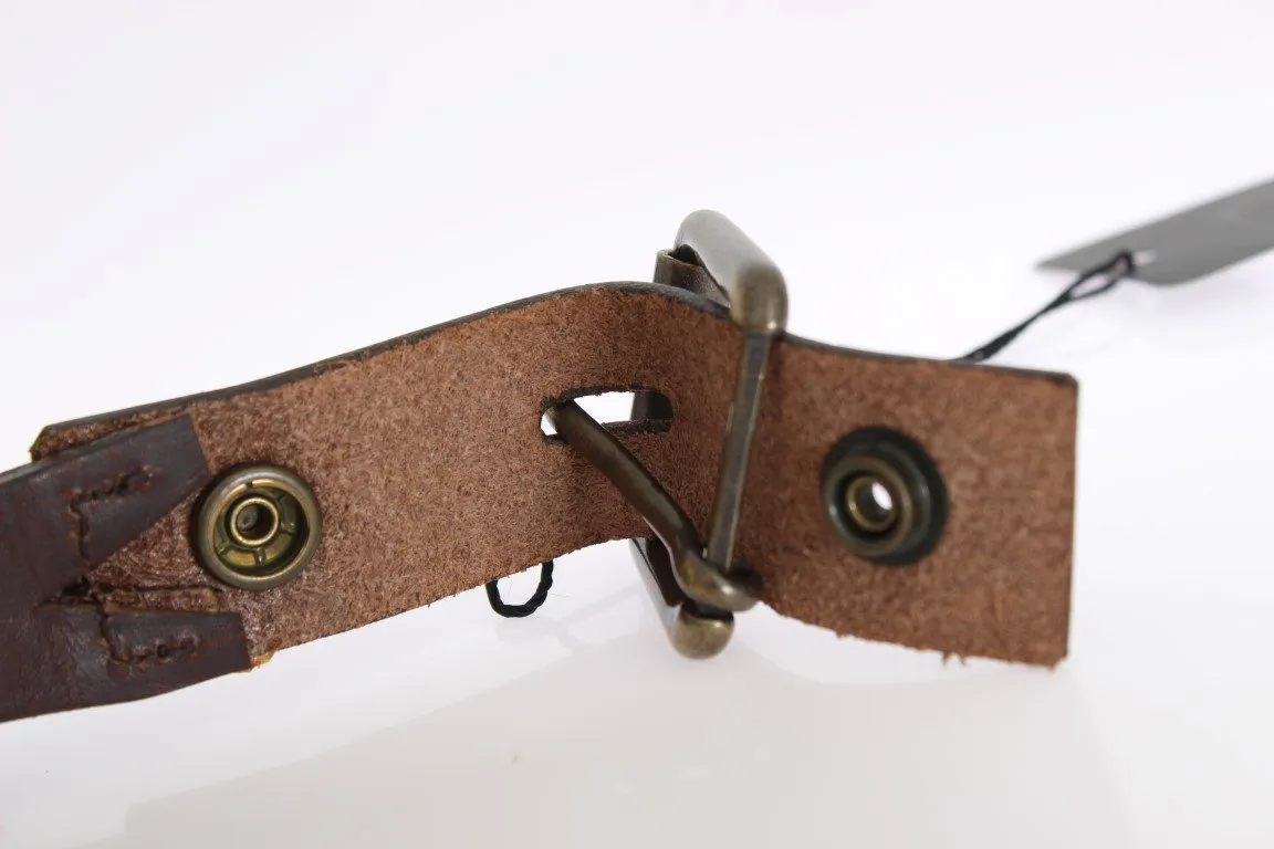 Brown Leather Gold Buckle Belt