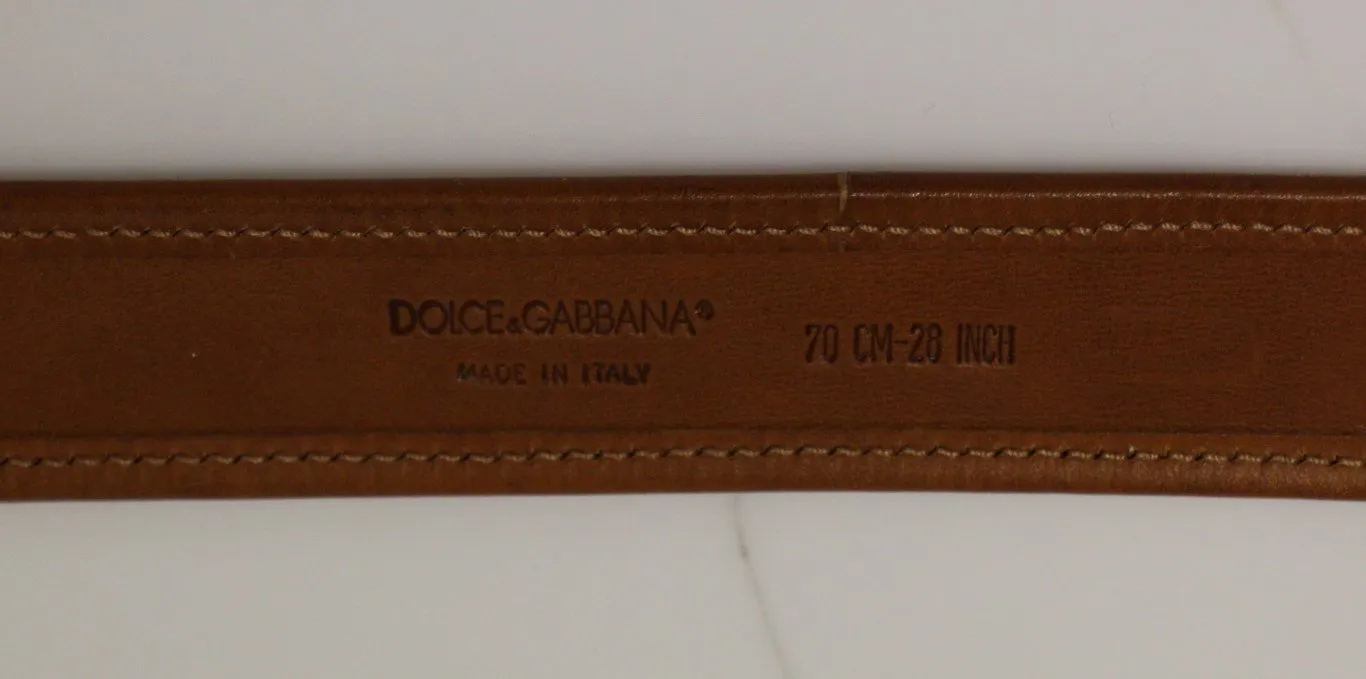 Brown Leather Gold Logo Belt