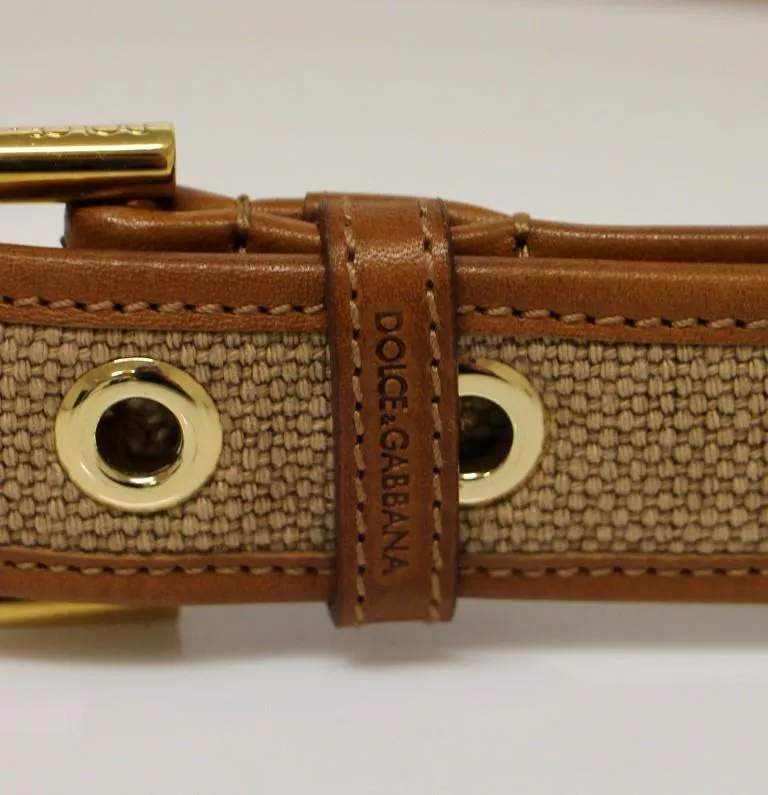 Brown Leather Gold Logo Belt