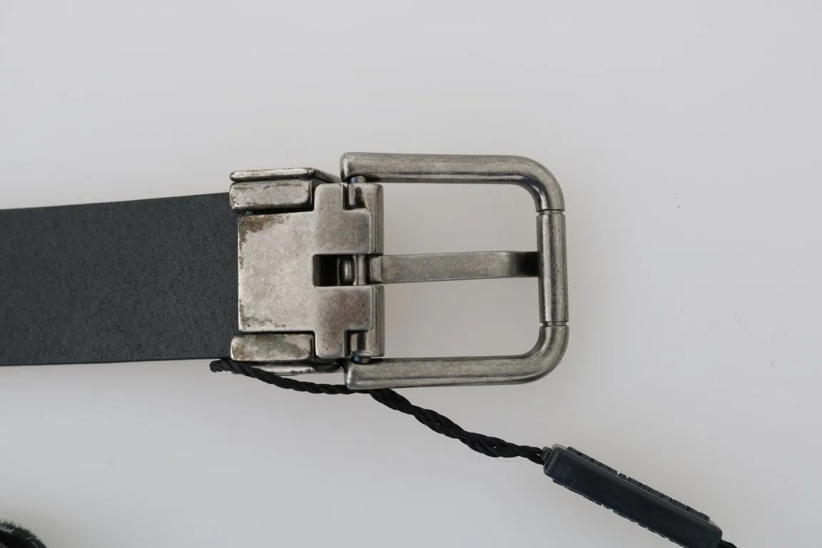 Brown Leather Gray Brushed Buckle Belt