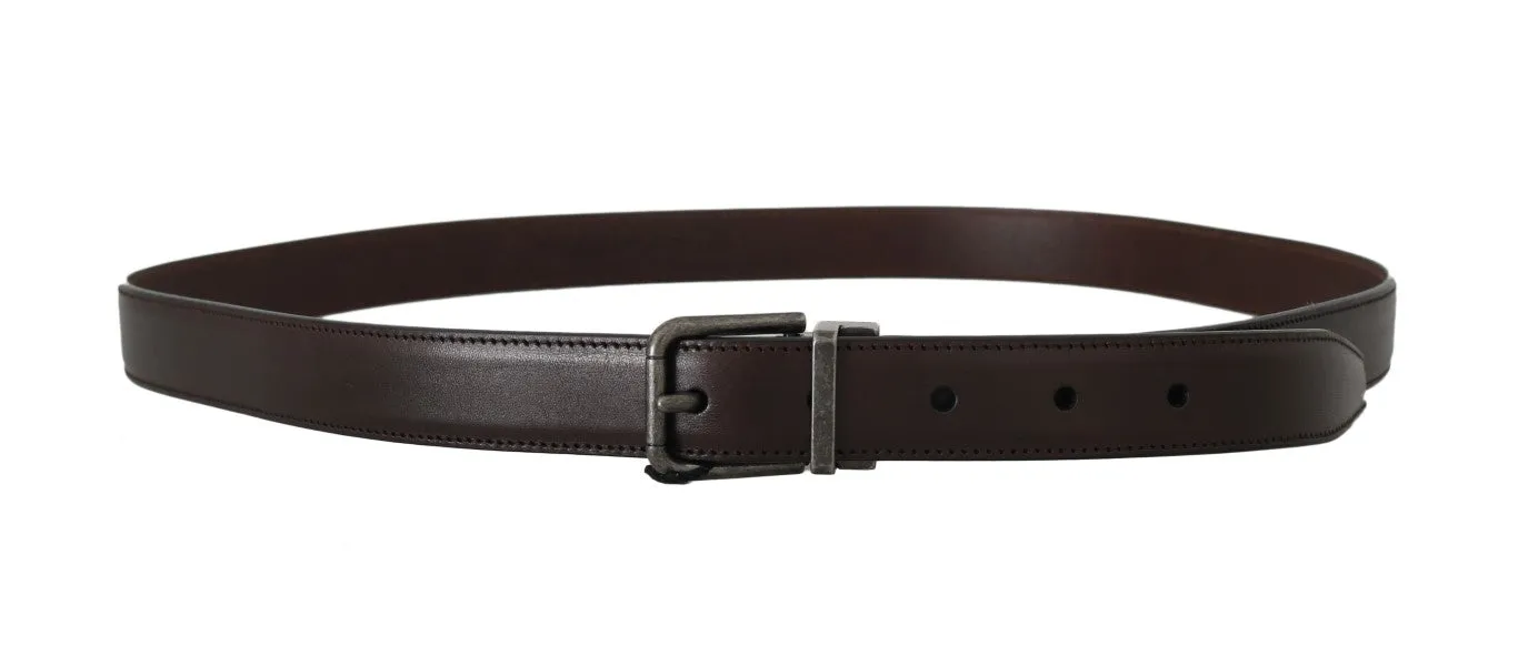 Brown Leather Gray Buckle Mens Belt