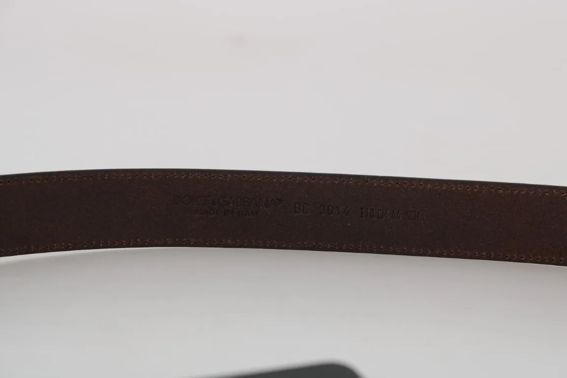 Brown Leather Gray Buckle Mens Belt