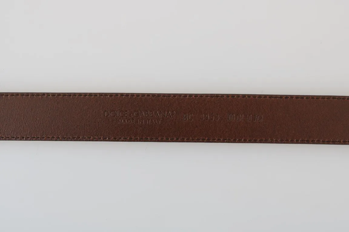 Brown Leather Gray Vintage Buckle Belt