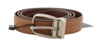 Brown Leather Gray Vintage Buckle Belt