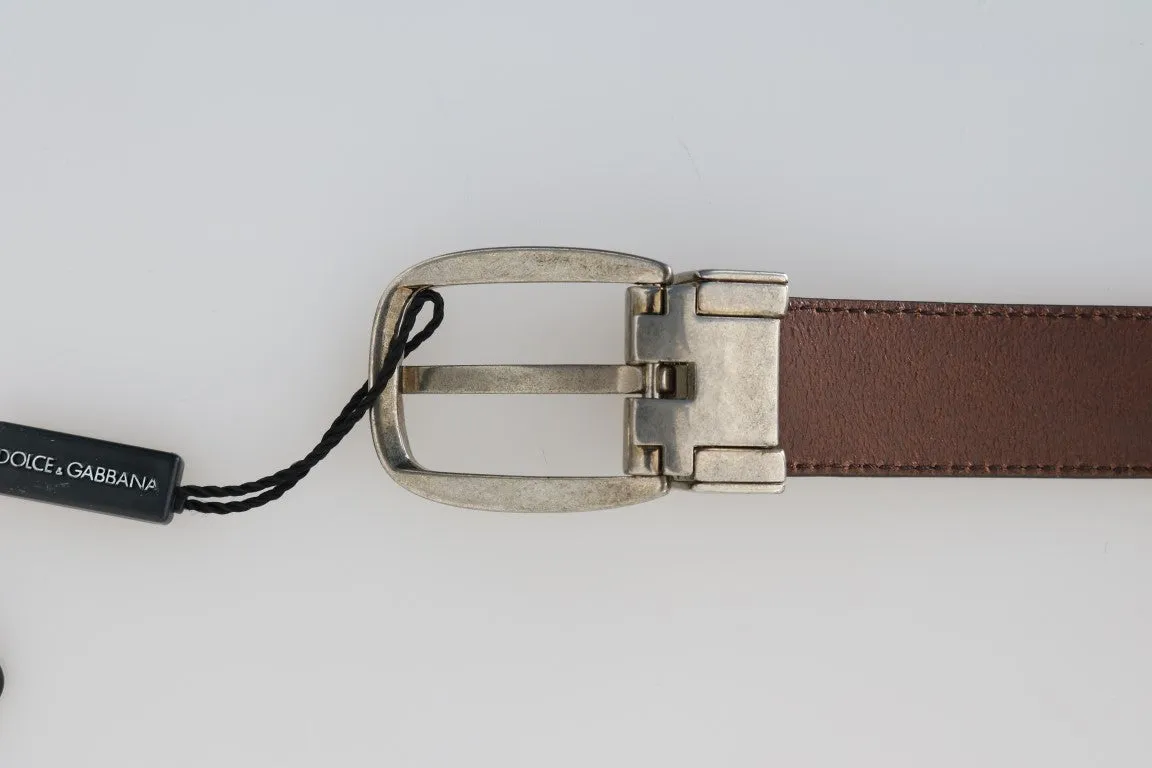 Brown Leather Gray Vintage Buckle Belt