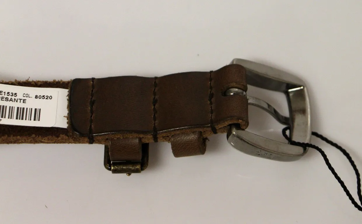Brown Leather Logo Belt