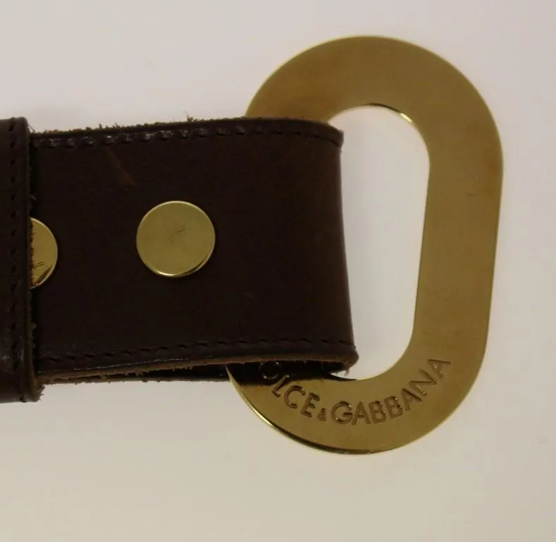 Brown Leather Logo Belt